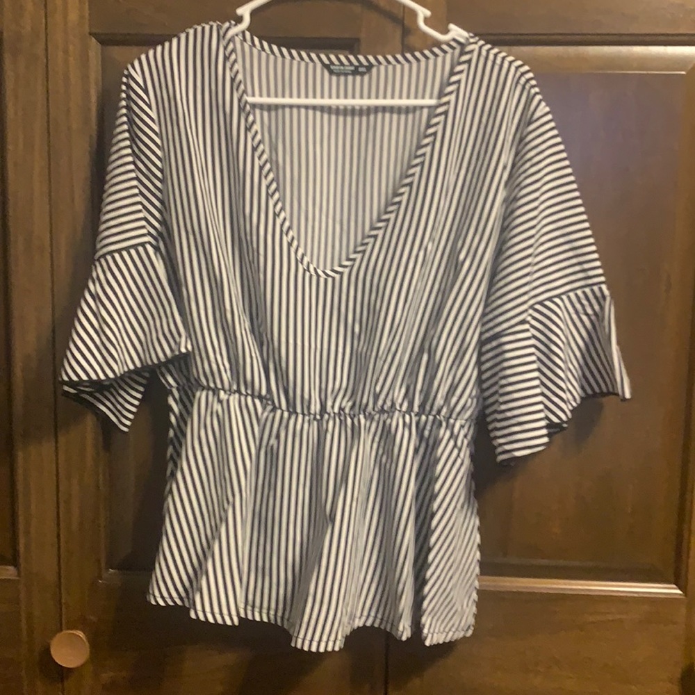 NWOT SHEIN ‘Curve’ Black and White Striped Top